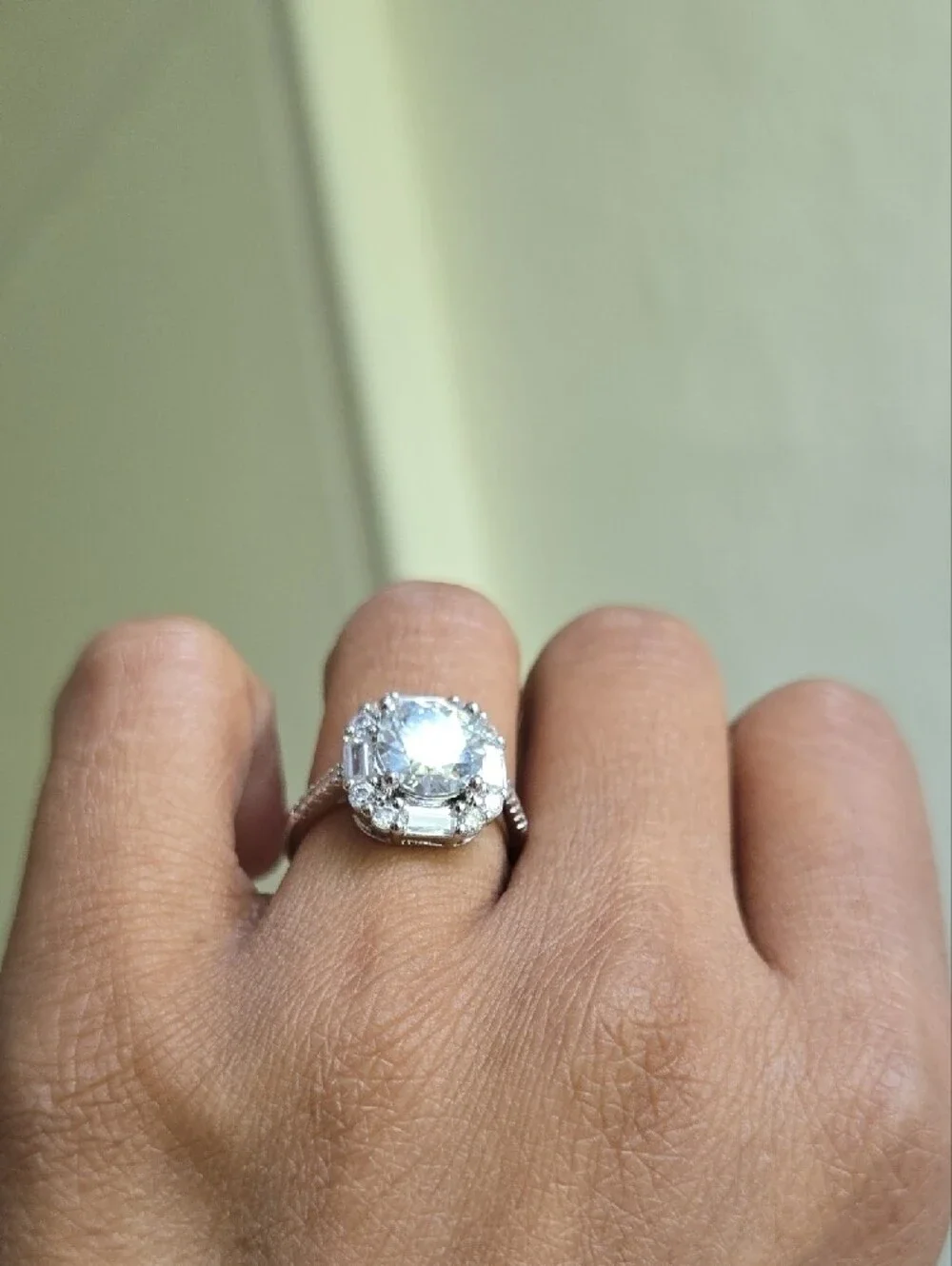 Moissanite Halo Engagement Ring in White Gold